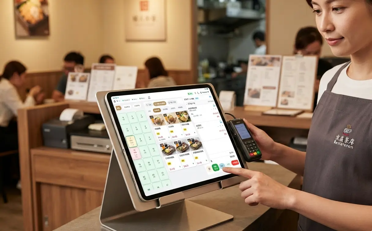 ChatPoint cashier POS showing the table map and a live order
